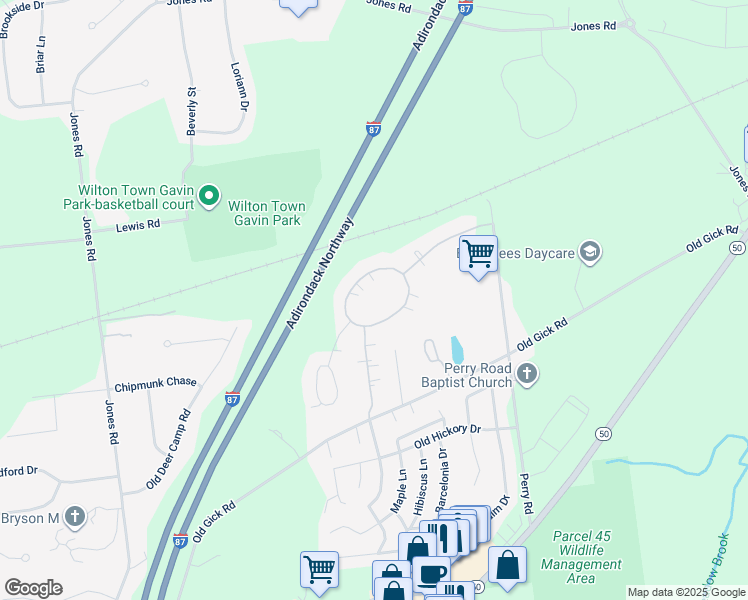map of restaurants, bars, coffee shops, grocery stores, and more near 65 Old Gick Road in Saratoga Springs