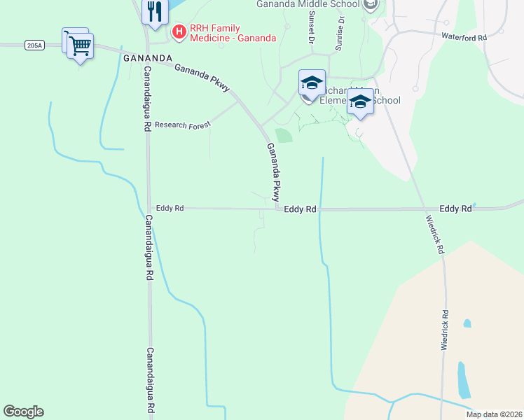 map of restaurants, bars, coffee shops, grocery stores, and more near 1342 Eddy Road in Macedon