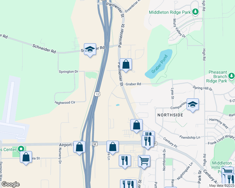 map of restaurants, bars, coffee shops, grocery stores, and more near 3725 Tribeca Drive in Middleton