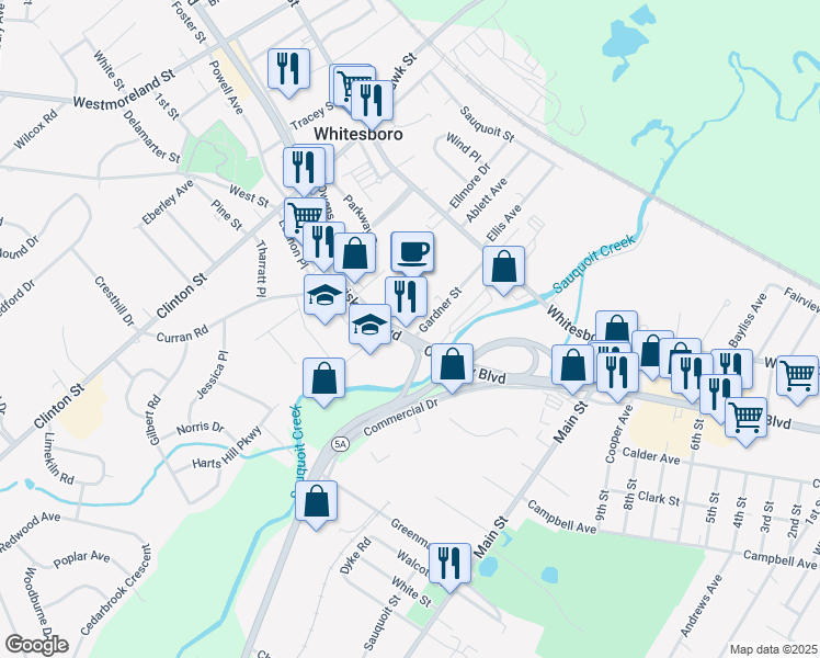map of restaurants, bars, coffee shops, grocery stores, and more near 26 Oriskany Blvd in Whitesboro