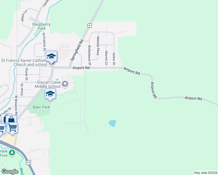 map of restaurants, bars, coffee shops, grocery stores, and more near 3220 Airport Road in Cross Plains