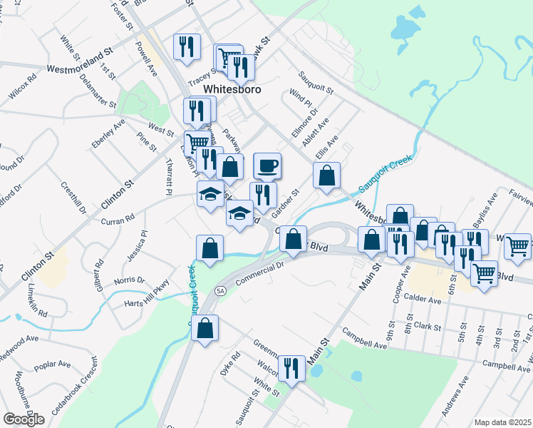 map of restaurants, bars, coffee shops, grocery stores, and more near 26 Oriskany Boulevard in Whitesboro