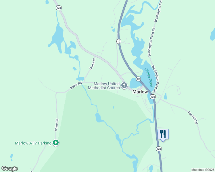 map of restaurants, bars, coffee shops, grocery stores, and more near Church Street in Marlow