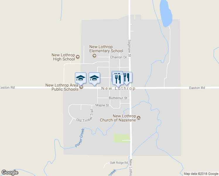 map of restaurants, bars, coffee shops, grocery stores, and more near 7494 Cherry Street in New Lothrop