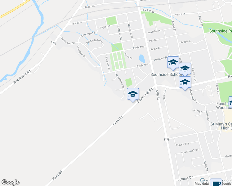 map of restaurants, bars, coffee shops, grocery stores, and more near 38 Glen Abbey Court in Woodstock