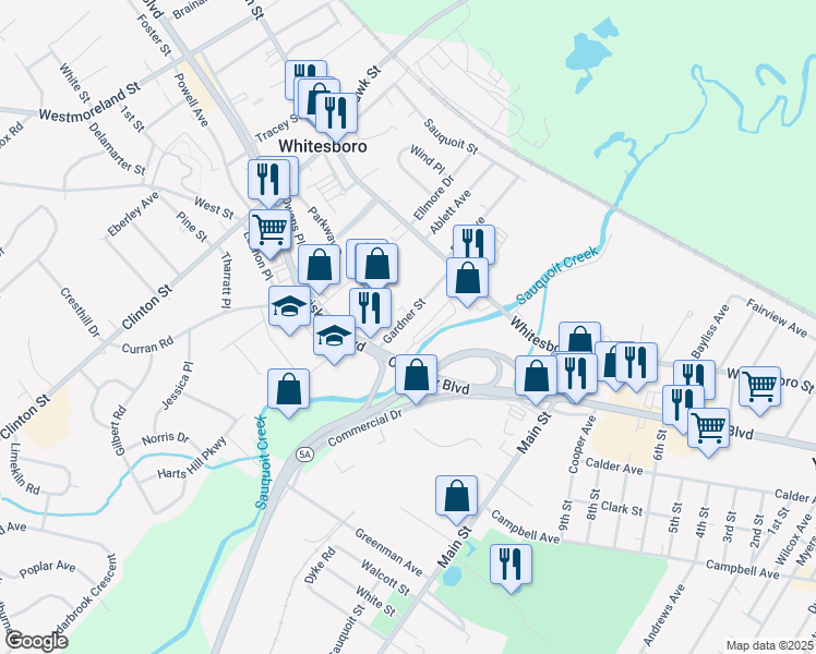 map of restaurants, bars, coffee shops, grocery stores, and more near 16 Gardner St in Whitesboro