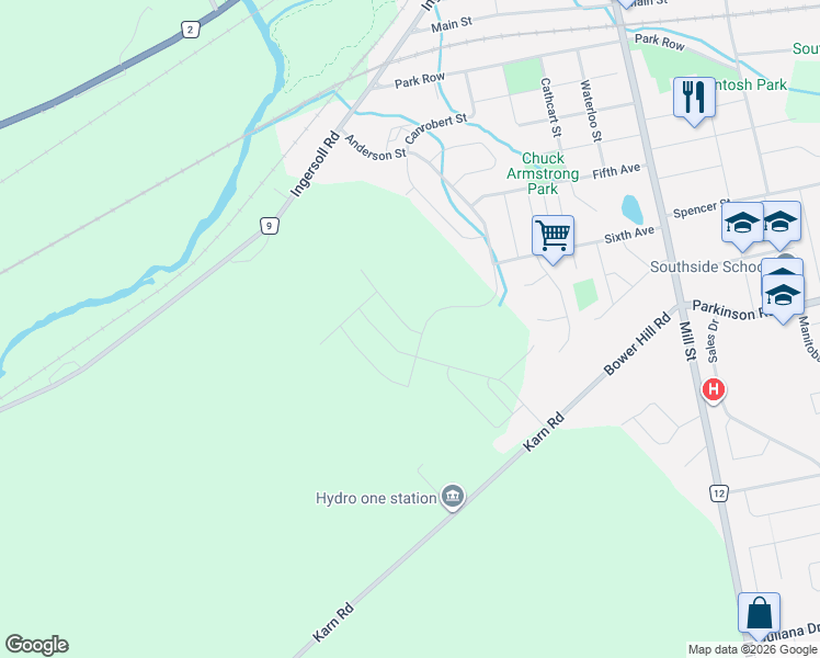 map of restaurants, bars, coffee shops, grocery stores, and more near 315 Kading Crescent in Woodstock