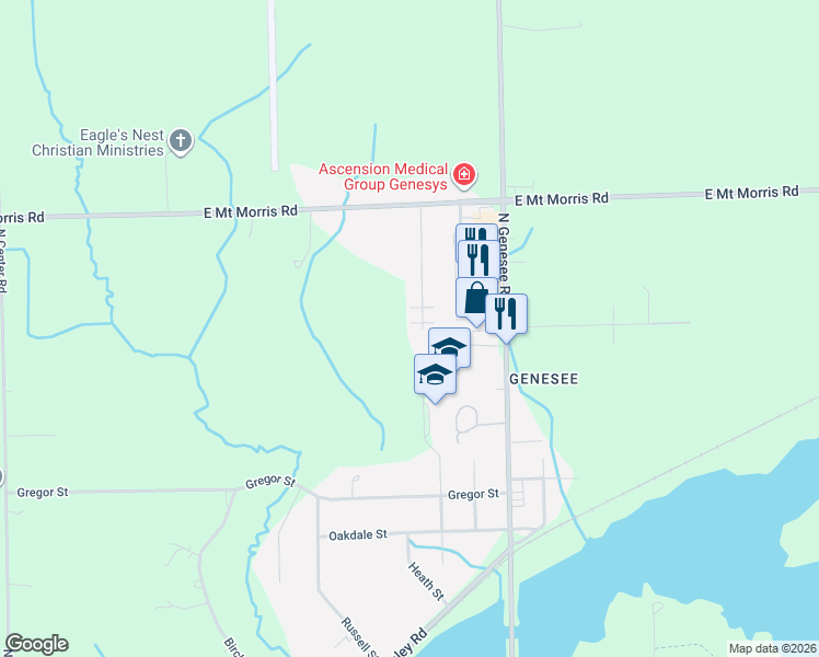 map of restaurants, bars, coffee shops, grocery stores, and more near 7423 Roger Thomas Drive in Mount Morris