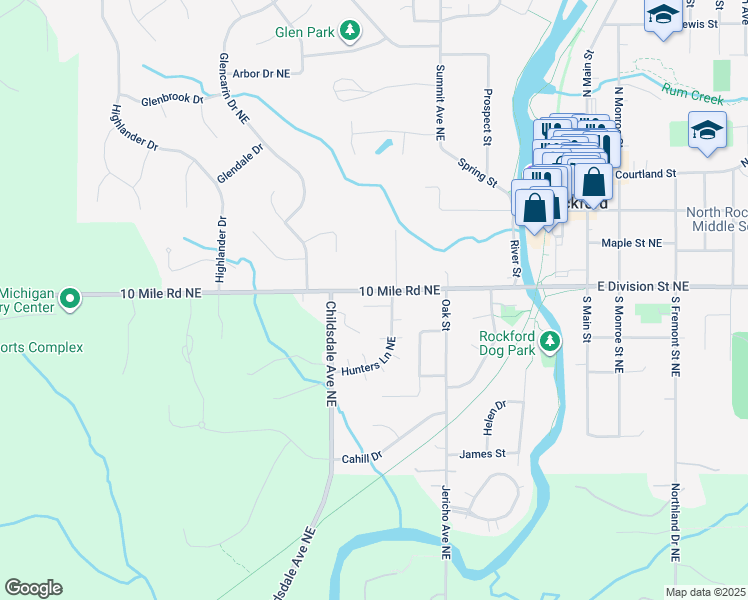 map of restaurants, bars, coffee shops, grocery stores, and more near 203 West Division Street Northeast in Sparta