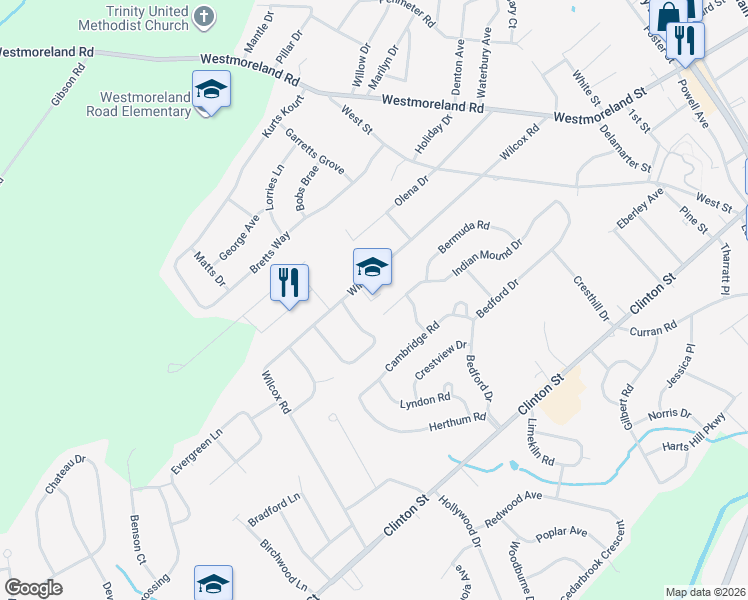 map of restaurants, bars, coffee shops, grocery stores, and more near 5266 Wilcox Road in Whitesboro