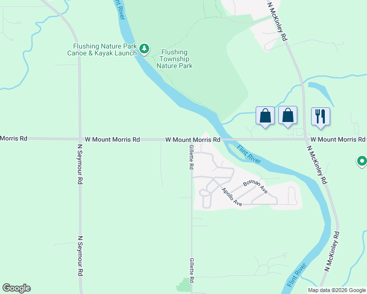 map of restaurants, bars, coffee shops, grocery stores, and more near 9279 West Mount Morris Road in Flushing