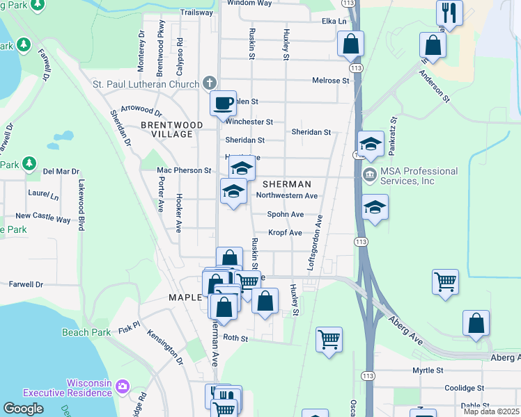map of restaurants, bars, coffee shops, grocery stores, and more near 1814 Spohn Avenue in Madison