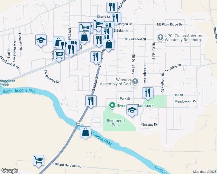 map of restaurants, bars, coffee shops, grocery stores, and more near 426 Center Street in Winston