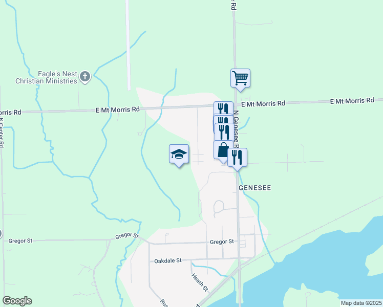map of restaurants, bars, coffee shops, grocery stores, and more near 7423 Roger Thomas Drive in Mount Morris