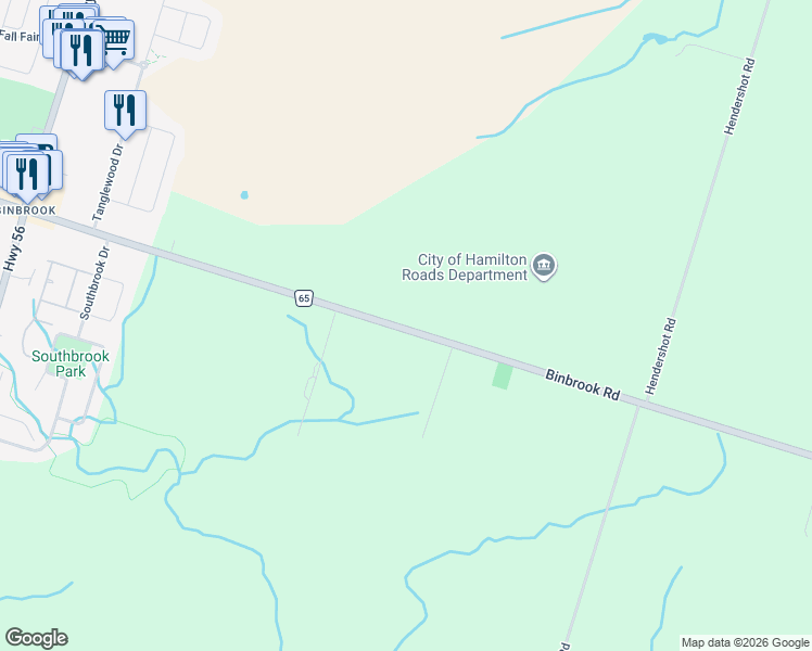 map of restaurants, bars, coffee shops, grocery stores, and more near 2262 Hamilton 65 in Hamilton