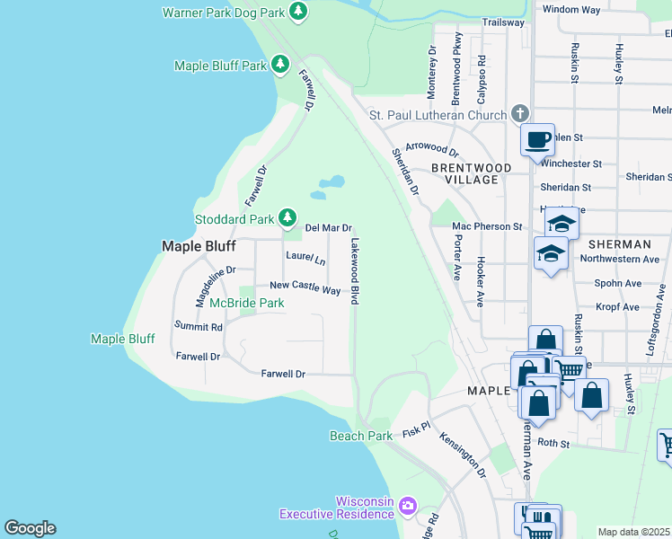 map of restaurants, bars, coffee shops, grocery stores, and more near 814 Charing Cross Road in Madison