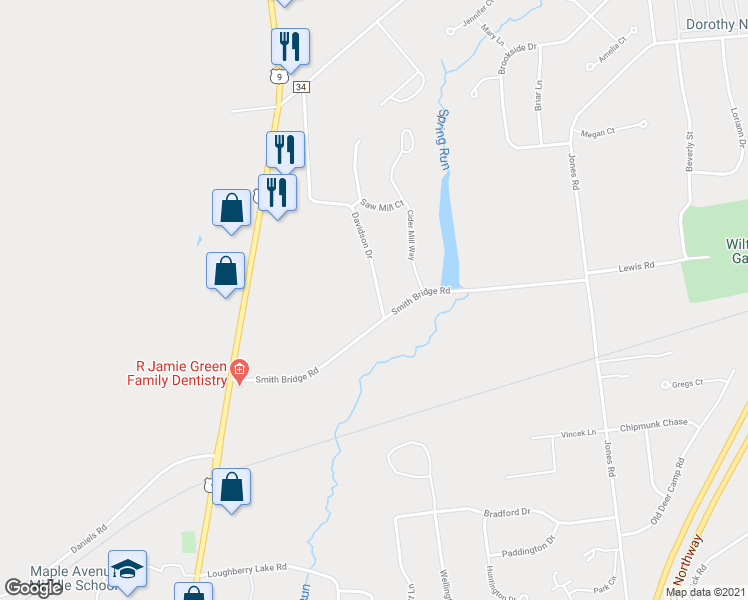 map of restaurants, bars, coffee shops, grocery stores, and more near 8 Davidson Drive in Saratoga Springs