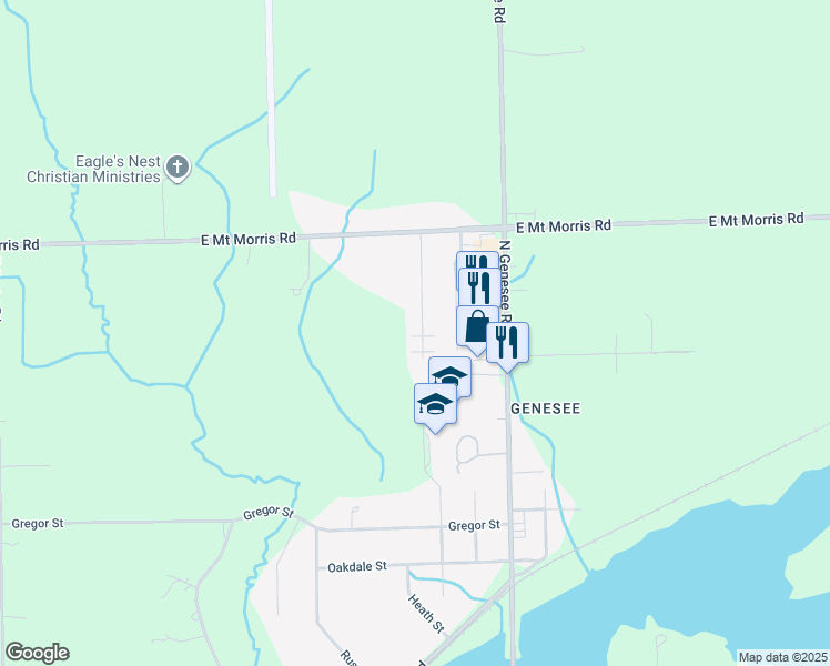 map of restaurants, bars, coffee shops, grocery stores, and more near 7423 Roger Thomas Drive in Mount Morris