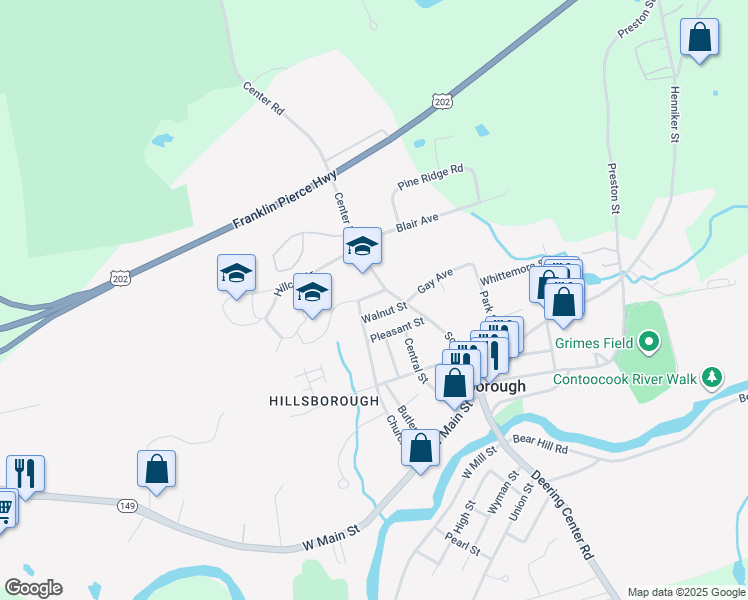 map of restaurants, bars, coffee shops, grocery stores, and more near 6 Brown Street in Hillsboro