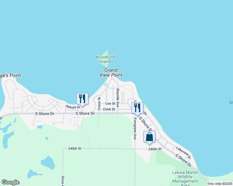 map of restaurants, bars, coffee shops, grocery stores, and more near 15386 Bayside Avenue in Clear Lake