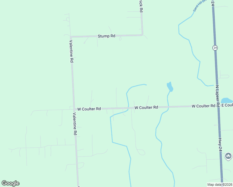 map of restaurants, bars, coffee shops, grocery stores, and more near 348 West Coulter Road in Lapeer