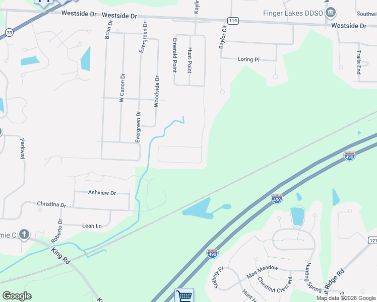 map of restaurants, bars, coffee shops, grocery stores, and more near 57 West Forest Drive in Rochester