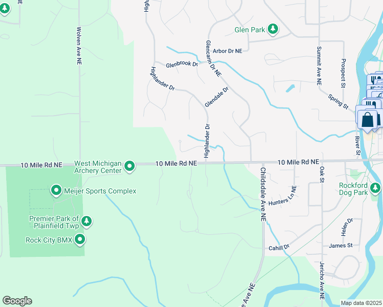 map of restaurants, bars, coffee shops, grocery stores, and more near 499 Blakeslee Creek Court Northeast in Rockford