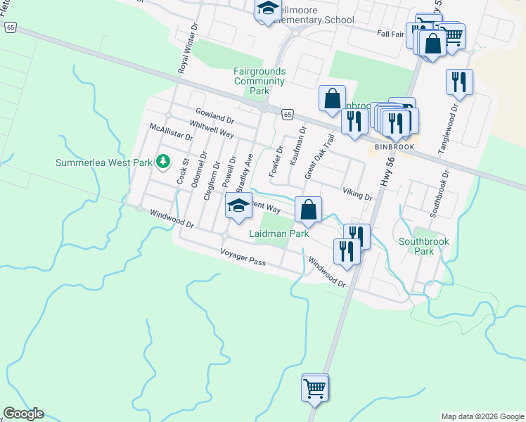 map of restaurants, bars, coffee shops, grocery stores, and more near 181 Magnificent Way in Hamilton