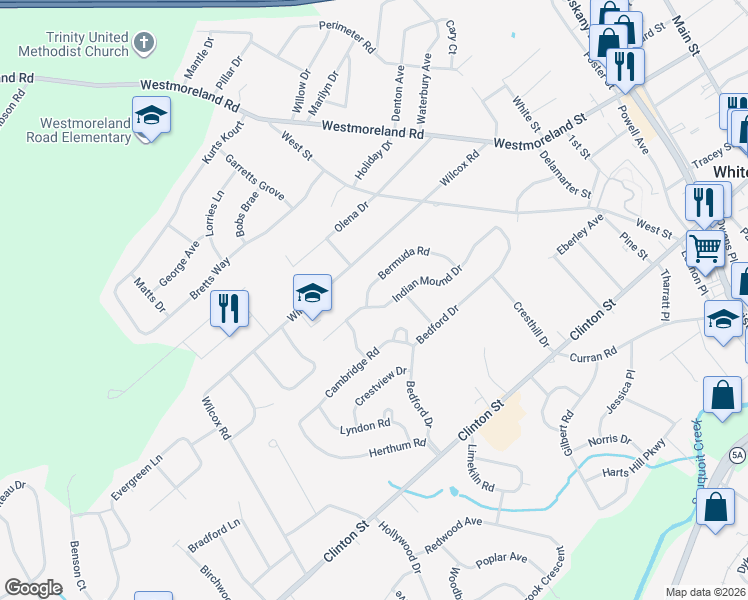 map of restaurants, bars, coffee shops, grocery stores, and more near 27 Indian Mound Drive in Whitesboro