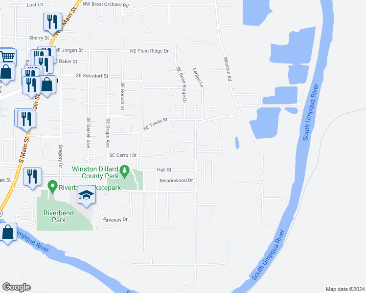 map of restaurants, bars, coffee shops, grocery stores, and more near 217 Twin Oaks Loop in Winston