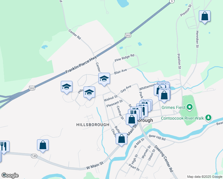 map of restaurants, bars, coffee shops, grocery stores, and more near 6 Brown Street in Hillsboro