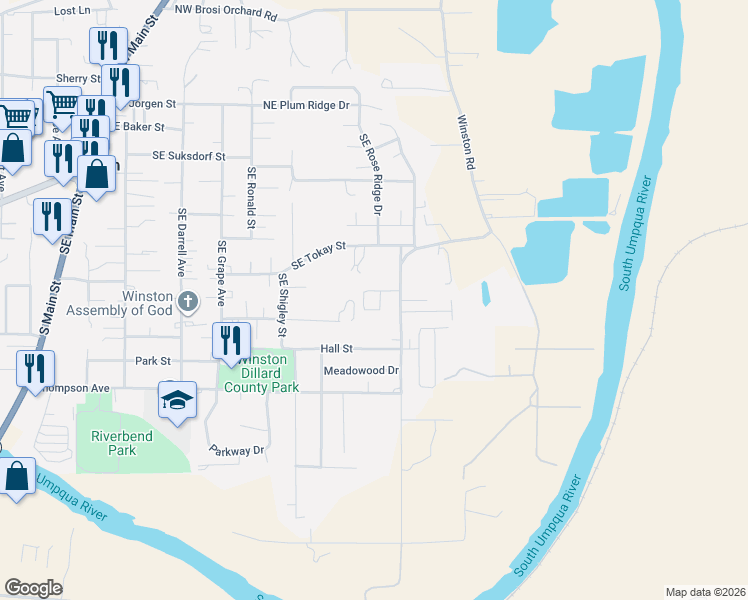 map of restaurants, bars, coffee shops, grocery stores, and more near 235 Twin Oaks Loop in Winston