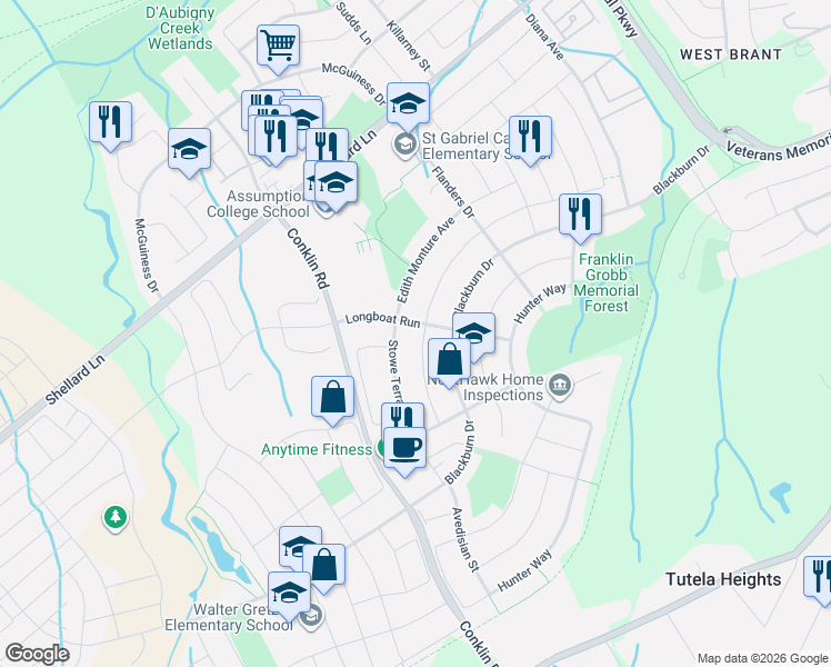 map of restaurants, bars, coffee shops, grocery stores, and more near 176 Osborn Avenue in Brantford