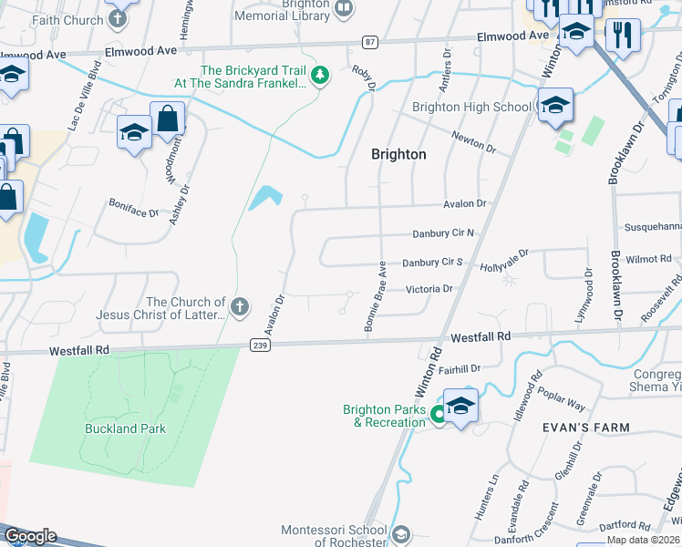 map of restaurants, bars, coffee shops, grocery stores, and more near 100 Runnymede Road in Rochester