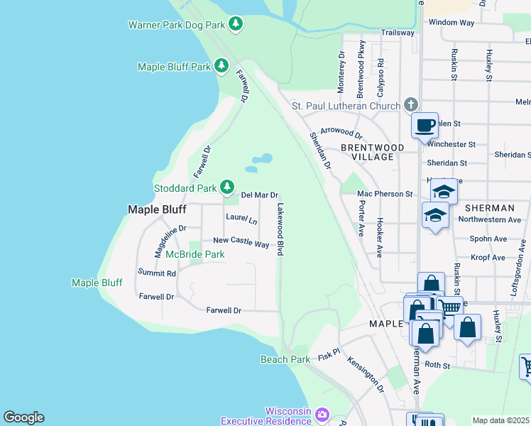 map of restaurants, bars, coffee shops, grocery stores, and more near 814 Charing Cross Road in Madison