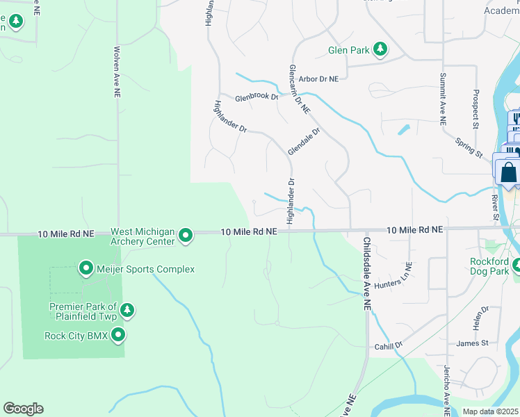 map of restaurants, bars, coffee shops, grocery stores, and more near 499 Blakeslee Creek Court Northeast in Rockford