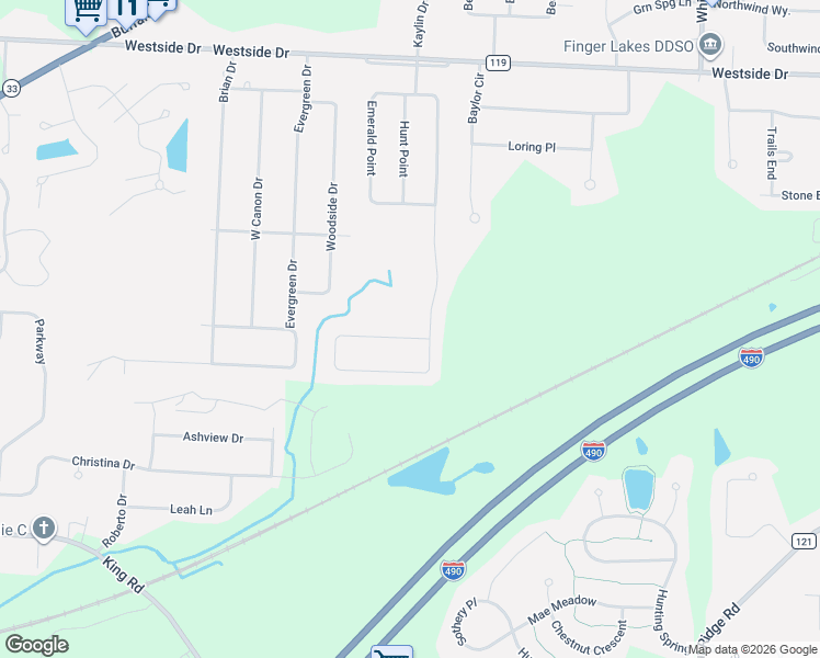 map of restaurants, bars, coffee shops, grocery stores, and more near 25 West Forest Drive in Rochester