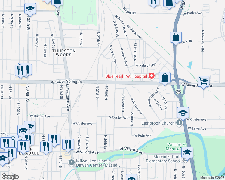 map of restaurants, bars, coffee shops, grocery stores, and more near in Glendale