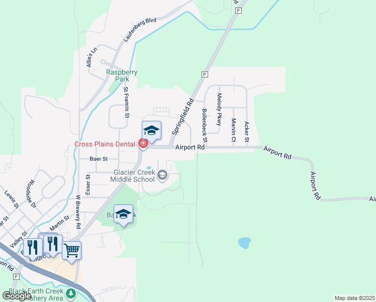 map of restaurants, bars, coffee shops, grocery stores, and more near 3020 Thinnes Street in Cross Plains