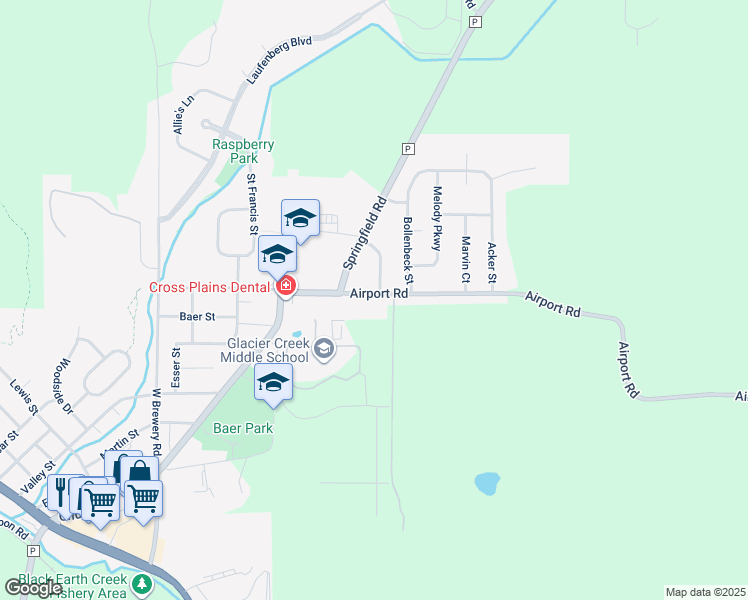 map of restaurants, bars, coffee shops, grocery stores, and more near 3020 Thinnes Street in Cross Plains
