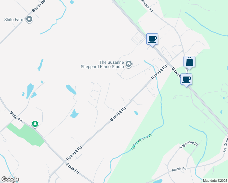 map of restaurants, bars, coffee shops, grocery stores, and more near 28-98 Caslyn Drive in Eliot