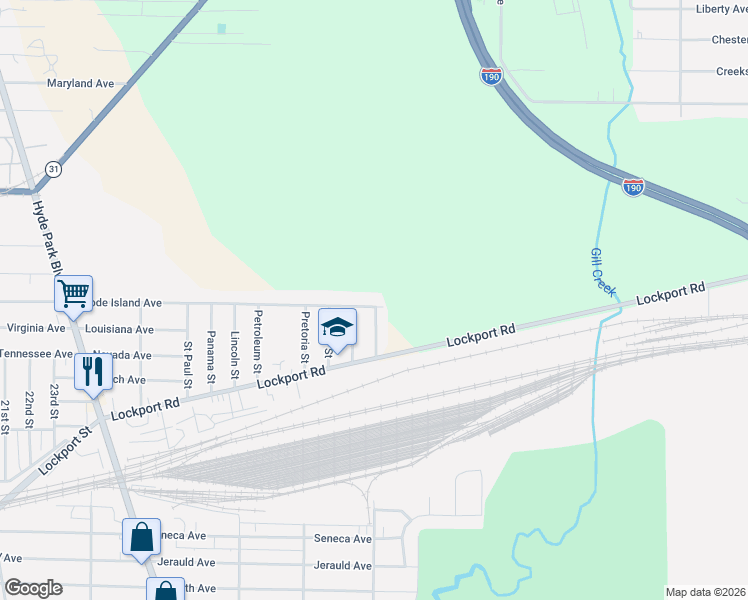 map of restaurants, bars, coffee shops, grocery stores, and more near 3813 Rhode Island Avenue in Niagara Falls
