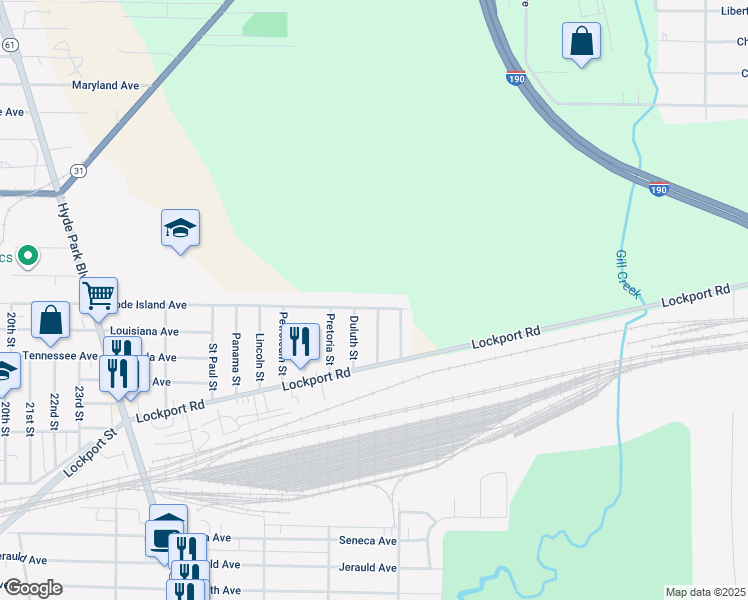 map of restaurants, bars, coffee shops, grocery stores, and more near 3709 Rhode Island Avenue in Niagara Falls