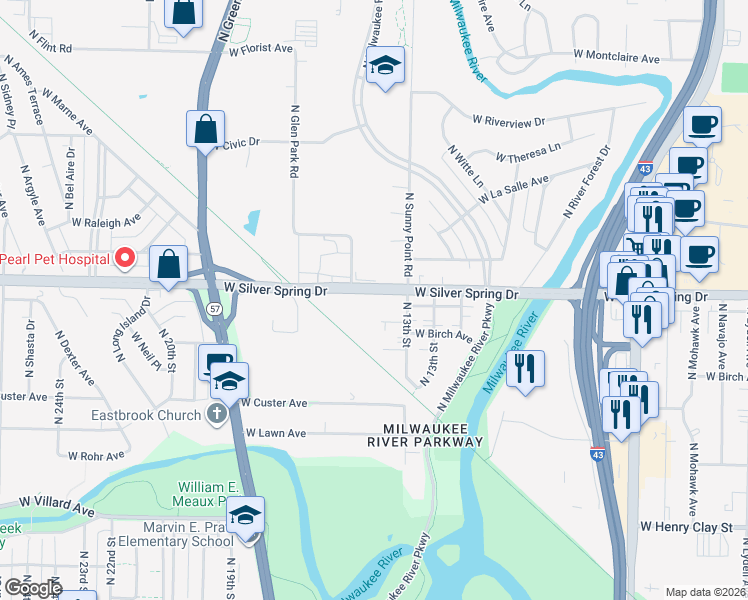 map of restaurants, bars, coffee shops, grocery stores, and more near in Glendale