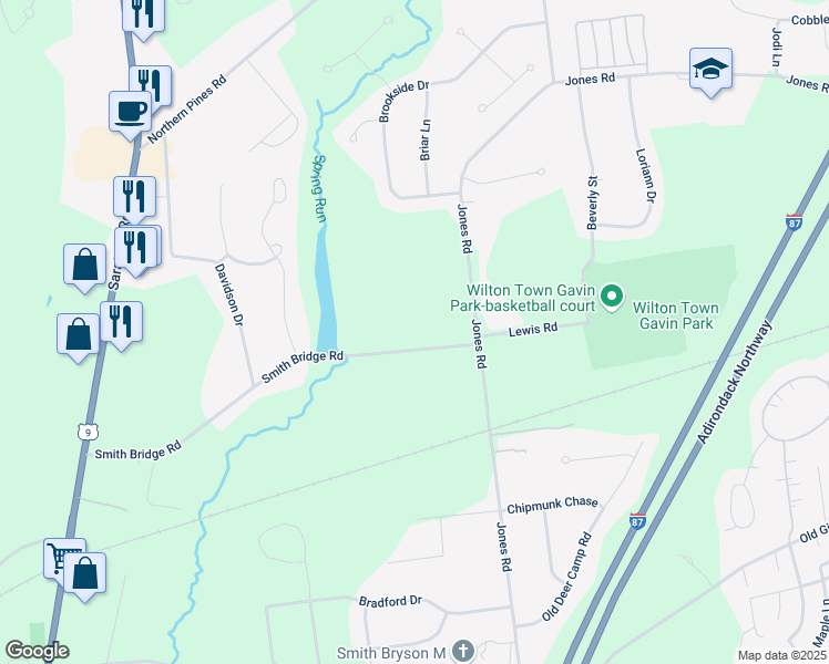 map of restaurants, bars, coffee shops, grocery stores, and more near 72 Smith Bridge Road in Saratoga Springs