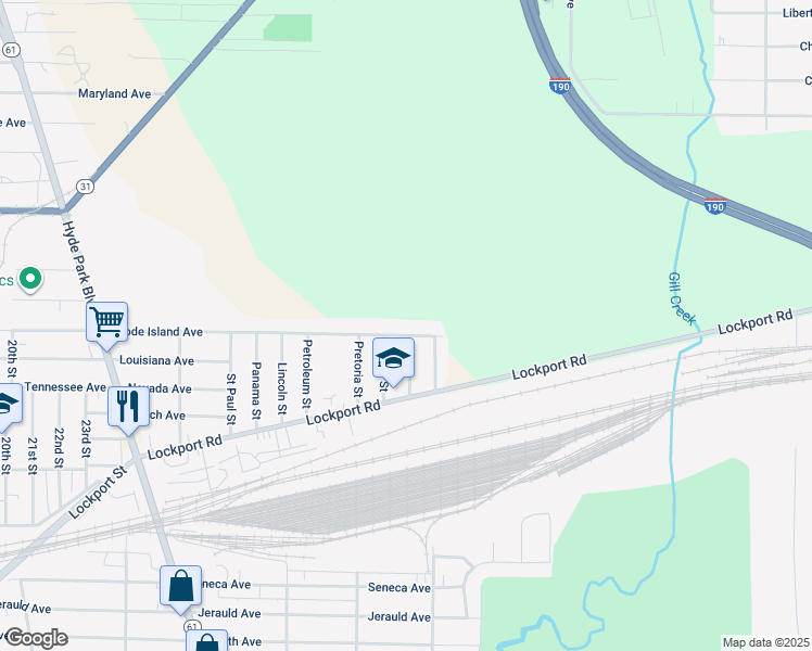 map of restaurants, bars, coffee shops, grocery stores, and more near 3709 Rhode Island Avenue in Niagara Falls