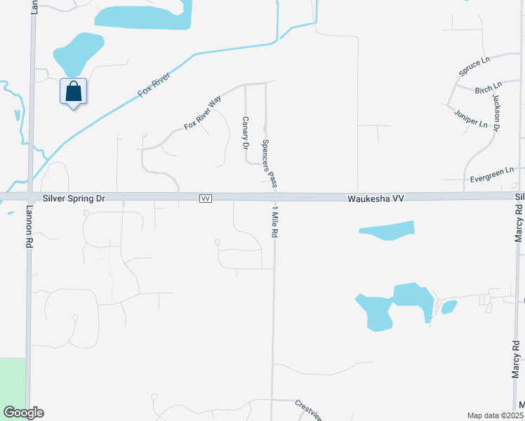 map of restaurants, bars, coffee shops, grocery stores, and more near W192N5583 1 Mile Road in Menomonee Falls