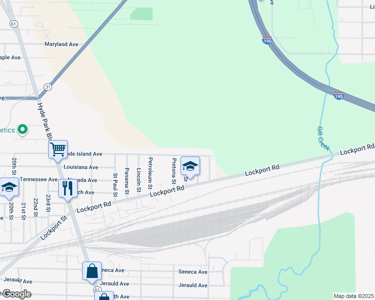 map of restaurants, bars, coffee shops, grocery stores, and more near 3709 Rhode Island Avenue in Niagara Falls