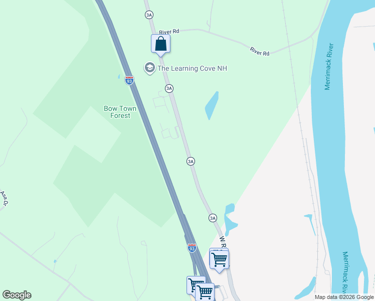 map of restaurants, bars, coffee shops, grocery stores, and more near 734 New Hampshire 3A in Bow