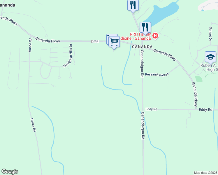 map of restaurants, bars, coffee shops, grocery stores, and more near 3089 Canandaigua Road in Macedon